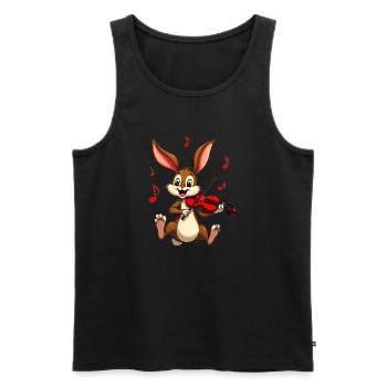 Lapin Violoniste Mignon - Débardeur bio Premium Homme - noir - Devant - Michal (187cm)