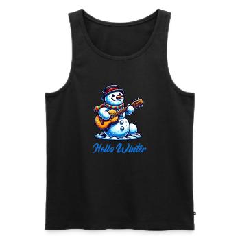schneemann gitarre winter - Männer Premium Bio Tank Top - Schwarz - Vorne - Michal (187cm)