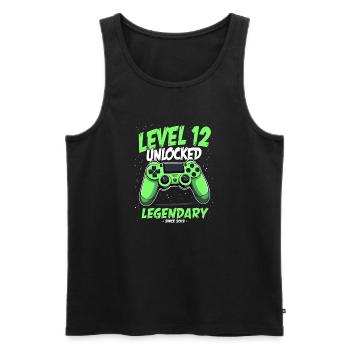 Level 12 Birthday Boy Gamer 12th Birthday - Men's Premium Organic Tank Top - black - Front - Michal (187cm)