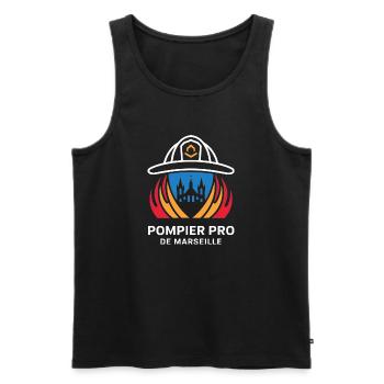 Pompier Pro de Marseille - Débardeur bio Premium Homme - noir - Devant - Michal (187cm)