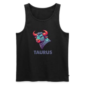 stier cartoon - Männer Premium Bio Tank Top - Schwarz - Vorne - AI Model Male 178 light (178cm)