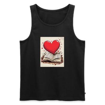 Livre d’amour - Débardeur bio Premium Homme - noir - Devant - AI Model Male 178 light (178cm)