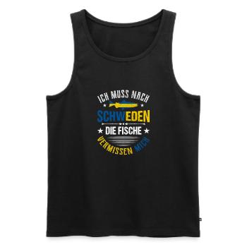 Angelurlaub in Schweden Angeltour Schweden - Männer Premium Bio Tank Top - Schwarz - Vorne - Michal (187cm)