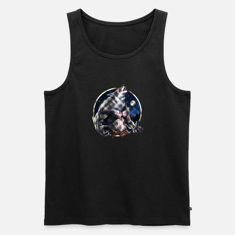 Heulender Werwolf - Männer Premium Bio Tank Top - Schwarz