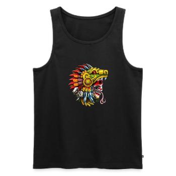 Aztec Serpent Skull Warrior - Men's Premium Organic Tank Top - black - Front - AI Model Male 178 light (178cm)