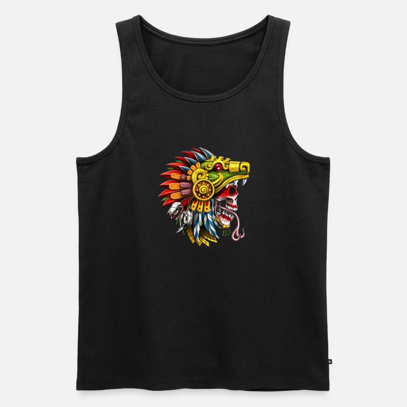 Aztekischer Schlangenschädel-Krieger - Männer Premium Bio Tank Top - Schwarz