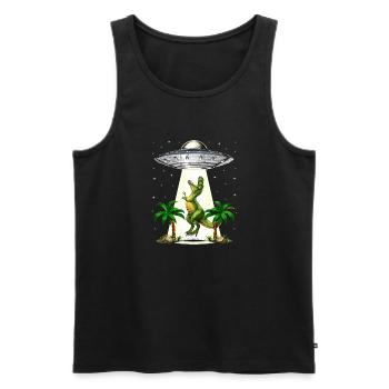 Enlèvement extraterrestre de dinosaure T-Rex - Débardeur bio Premium Homme - noir - Devant - AI Model Male 178 light (178cm)