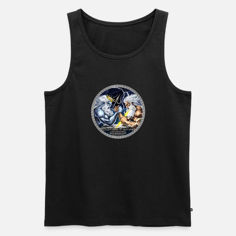 Zeus vs Poseidon Armdrücken - Männer Premium Bio Tank Top - Schwarz