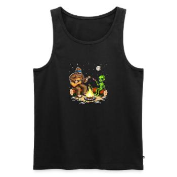 Bigfoot und Alien Camping - Männer Premium Bio Tank Top - Schwarz - Vorne - Michal (187cm)