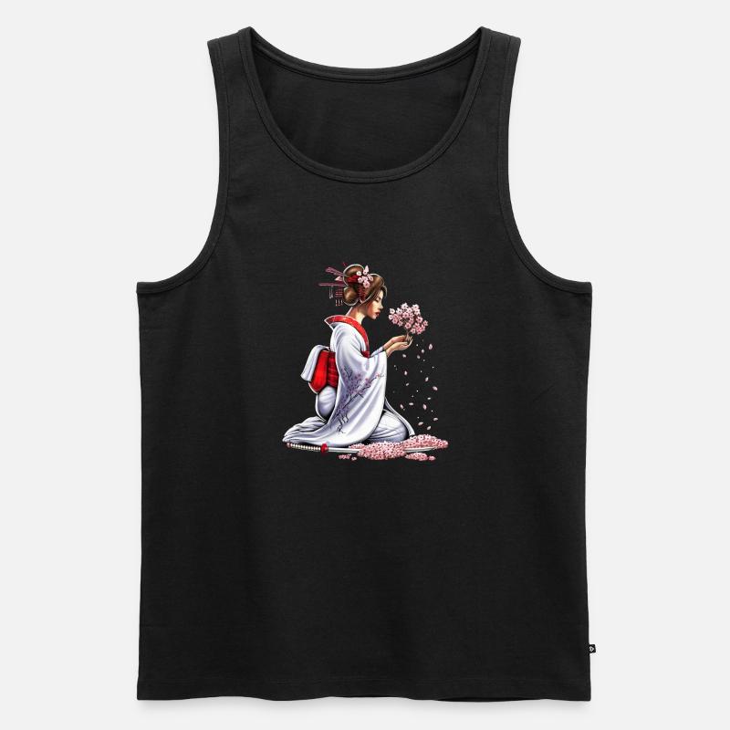 Japanisches Samurai-Mädchen - Männer Premium Bio Tank Top - Schwarz