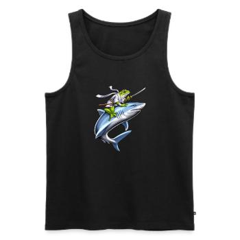Frosch Samurai Ninja Reitender Hai - Männer Premium Bio Tank Top - Schwarz - Vorne - Michal (187cm)