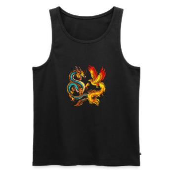 Dragon et Phénix - Débardeur bio Premium Homme - noir - Devant - Michal (187cm)