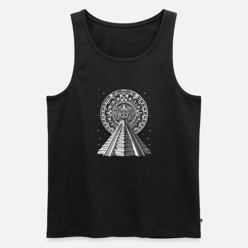 Aztekischer Pyramidenkalender - Männer Premium Bio Tank Top - Schwarz