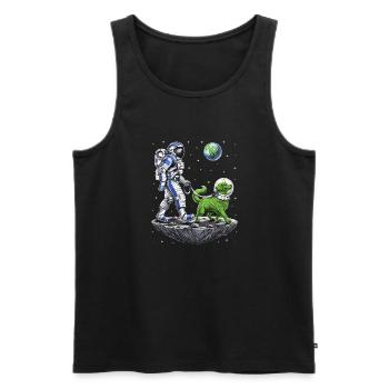 Astronaute de l’espace promenant un chien extraterrestre - Débardeur bio Premium Homme - noir - Devant - AI Model Male 178 light (178cm)