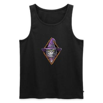 Katze Hexe - Männer Premium Bio Tank Top - Schwarz - Vorne - AI Model Male 178 light (178cm)