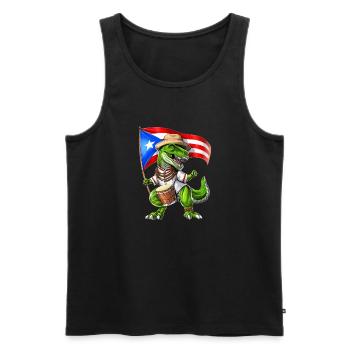 Dinosaure T-Rex de Porto Rico - Débardeur bio Premium Homme - noir - Devant - Michal (187cm)
