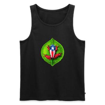 Puerto Rico Flag Coqui Frog - Men's Premium Organic Tank Top - black - Front - Michal (187cm)