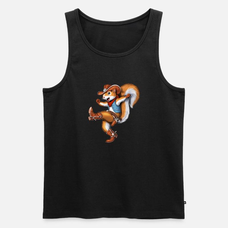 Eichhörnchen Cowboy - Männer Premium Bio Tank Top - Schwarz