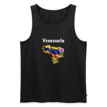 Carte du Venezuela - Débardeur bio Premium Homme - noir - Devant - AI Model Male 178 light (178cm)