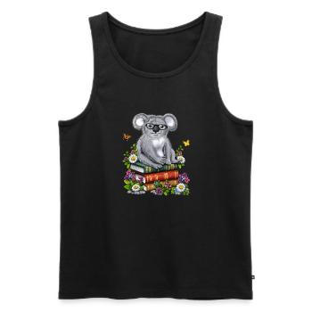 Koala Livres de lecture - Débardeur bio Premium Homme - noir - Devant - Michal (187cm)