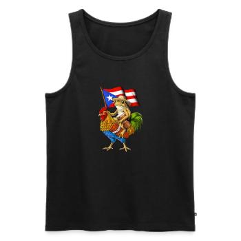 Puerto Rican Coqui Frog Riding Rooster - Men's Premium Organic Tank Top - black - Front - Michal (187cm)