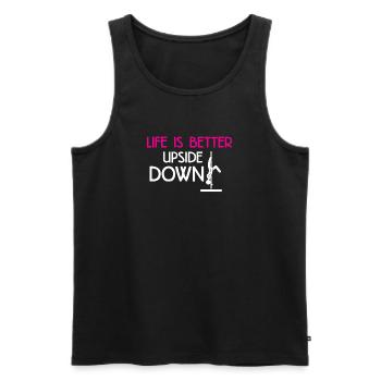 Life is better upside down Pole Fitness Geschenk - Männer Premium Bio Tank Top - Schwarz - Vorne - AI Model Male 178 light (178cm)