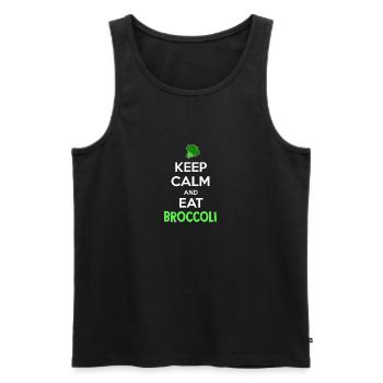 Halten Sie Ruhe essen Brokkoli Vegan Vegetarisch - Männer Premium Bio Tank Top - Schwarz - Vorne - Michal (187cm)