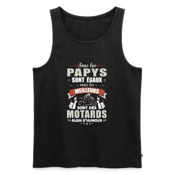 Papy Motard - Cadeau Humour Grand Père - Débardeur bio Premium Homme - noir - Devant - Michal (187cm)