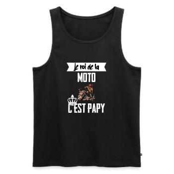 Le roi de la moto c'est papy t-shirt grand-père - Débardeur bio Premium Homme - noir - Devant - Michal (187cm)