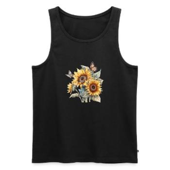 Papillons Nature Papillon Tournesol - Débardeur bio Premium Homme - noir - Devant - AI Model Male 178 light (178cm)