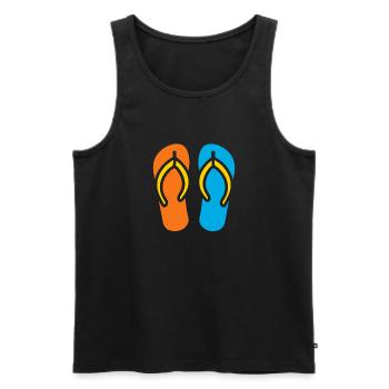 Flip-Flops - Männer Premium Bio Tank Top - Schwarz - Vorne - AI Model Male 178 light (178cm)
