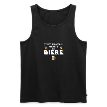 Jeder Job verdient sein Bier - Humor - Männer Premium Bio Tank Top - Schwarz - Vorne - Michal (187cm)