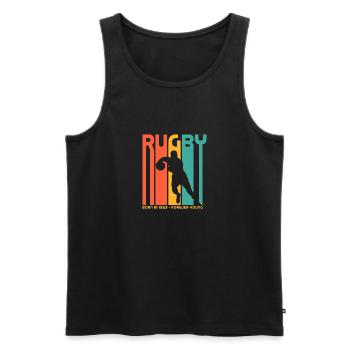 Rugby. Nee en 1823. Pour les fans de rugby - Débardeur bio Premium Homme - noir - Devant - AI Model Male 178 light (178cm)