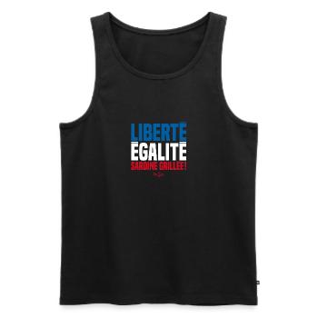 LIBERTY EQUALITY GEGRILLTE SARDINEN! - Männer Premium Bio Tank Top - Schwarz - Vorne - AI Model Male 178 light (178cm)