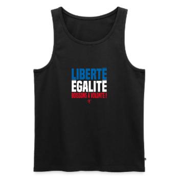 FREEDOM, EQUALITY, UNLIMITED DRINKS! - Men's Premium Organic Tank Top - black - Front - AI Model Male 178 light (178cm)