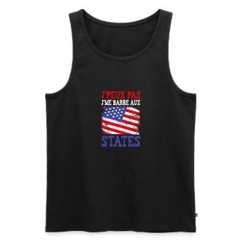 Je peux pas je me barre aux States Etats-Unis - Débardeur bio Premium Homme - noir - Devant - AI Model Male 178 light (178cm)