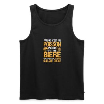 Manchmal ist es ein Fisch, manchmal ist es ein Bier - Männer Premium Bio Tank Top - Schwarz - Vorne - AI Model Male 178 light (178cm)