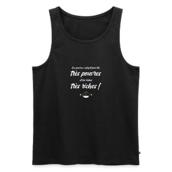 Les pauvres et les riches replique culte - Débardeur bio Premium Homme - noir - Devant - AI Model Male 178 light (178cm)