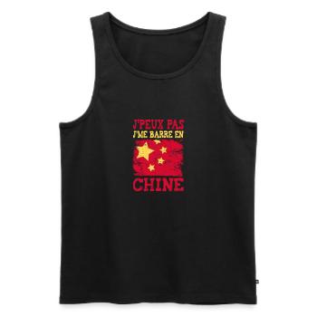 Je peux pas je me barre en Chine - Débardeur bio Premium Homme - noir - Devant - AI Model Male 178 light (178cm)