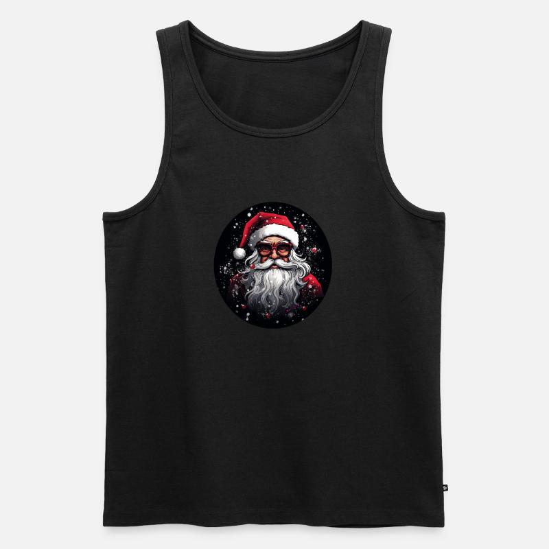 Weihnachtsmann mit Brille - Männer Premium Bio Tank Top - Schwarz