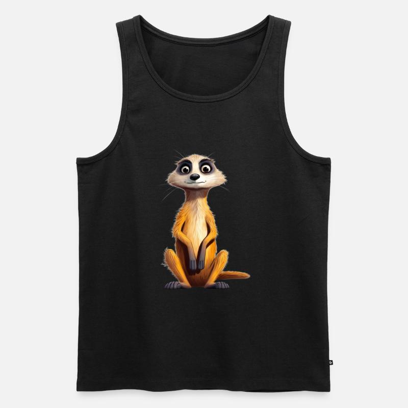 Niedliches Erdmännchen Kinder - Männer Premium Bio Tank Top - Schwarz