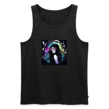 retro, 90's,90s,vibes,neon,stars,costume - Men's Premium Organic Tank Top - black - Front - AI Model Male 178 light (178cm)