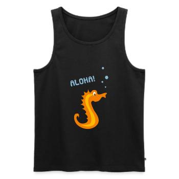 Underwater cartoon character seahorse - Men's Premium Organic Tank Top - black - Front - AI Model Male 178 light (178cm)