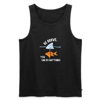 Poisson rouge courageux requin motivé - Débardeur bio Premium Homme - noir - Devant - Michal (187cm)