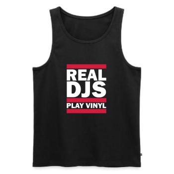 Real DJS PLAY VINYL - Männer Premium Bio Tank Top - Schwarz - Vorne - AI Model Male 178 light (178cm)