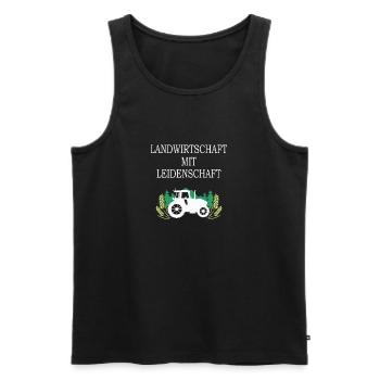 Landwirtschaft mit Leidenschaft - Männer Premium Bio Tank Top - Schwarz - Vorne - Michal (187cm)