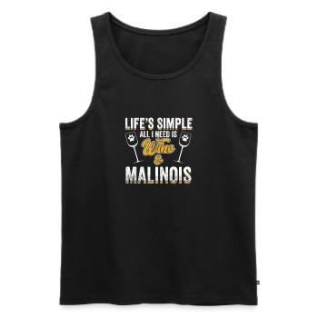 Lifes Simple Tout ce dont j'ai besoin c'est du vin et du Malinois - Débardeur bio Premium Homme - noir - Devant - Michal (187cm)