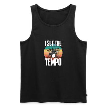 Drummer Funny - J’ai mis le tempo - Débardeur bio Premium Homme - noir - Devant - AI Model Male 178 light (178cm)