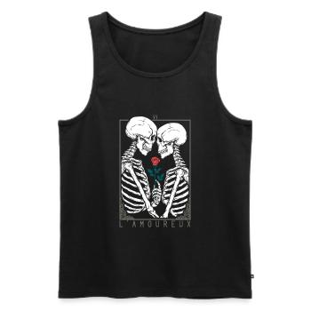 Squelette embrasse squelette Amour Romance - Débardeur bio Premium Homme - noir - Devant - Michal (187cm)