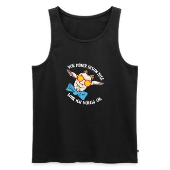 Lustige Ziege mit Sonnenbrille und Schleife - Männer Premium Bio Tank Top - Schwarz - Vorne - Michal (187cm)